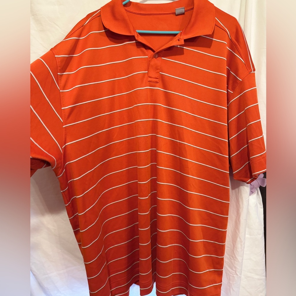 Men's Orange Striped Polo Shirt